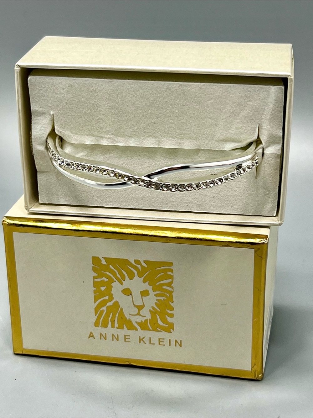 Anne Klein Silver-Tone Crystal Twist Bracelet